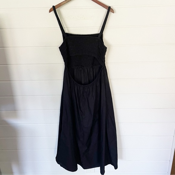 Old Navy Open Back Smocked-Bodice Black Cotton-Poplin Midi Fit&Flare Dress XL - Picture 10 of 12